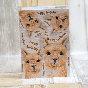 Alpaca birthday card, fluffy ears, A6