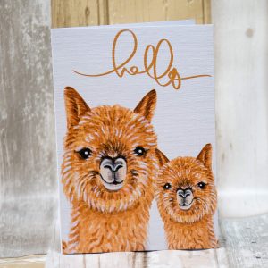 Fluffy alpaca 'Hello' A6 card